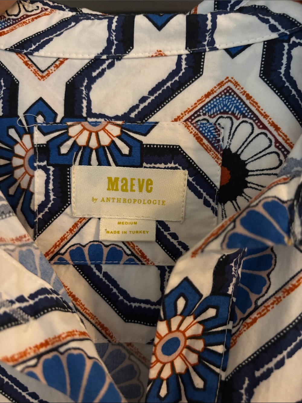 Anthropologie Maeve Bettina Dress - Blue and White Geometric - Picture 2 of 2